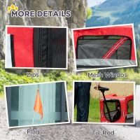 Aosom 2-in-1 Pet Bike Trailer for Small Dogs with Safety Leash, Road-Visibility Bicycle Stroller, Weather-Strong Bike Wagon Trailer Sidecar Attachment, Bicycle Wagon, Red(m-9)