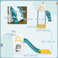 Qaba 5 in 1 Toddler Slide with Basketball Hoop, Climber, Telescope, Storage Basket, for 1-3 Years Kids Indoor Use, Yellow(m-3)