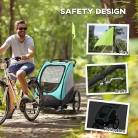 Aosom Bike Trailer for Kids 3 In1 Foldable Child Jogger Stroller Baby Stroller Transport Carrier with Shock Absorber System Rubber Tires Adjustable Handlebar Kid Bicycle Trailer Blue and Grey(m-8)