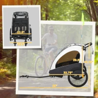 Aosom Bike Trailer for Kids 3 In1 Foldable Child Jogger Stroller Baby Stroller Transport Carrier with Shock Absorber System Rubber Tires Adjustable Handlebar Kid Bicycle Trailer White and Grey(m-3)
