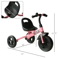 Qaba 3-Wheel Recreation Ride-On Toddler Bike with Bell for Children Indoor / Outdoor, Pink(m-3)