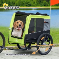 Aosom Dog Bike Trailer with Suspension System, Hitch for Medium Dogs, Pet Wagon & Dog Trailer for Bicycle with Storage Pocket, Lime Green(m-7)