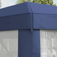 Outsunny 13' x 11' Hexagon Outdoor Party Tent Sun Shelter Canopy with Protective Mesh Screen Walls, Blue(m-8)