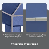 Outsunny Φ13' Hexagon Party Tent Patio Gazebo Outdoor Activity Event Canopy Quick Sun Shelter Pavilion with Netting Mesh Sidewall Blue(m-5)