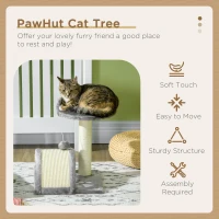 PawHut 17" Cat Scratching Tree Kitty House Kitten Activity Centre Pet Bed Post Furniture with Hanging Toy (Grey)(m-4)