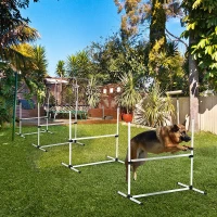 PawHut Dog Agility Starter Kit, 4 Piece, Adjustable Height Jump Bars, Training Equipment, White(m-9)
