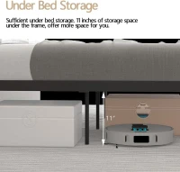 Tara Queen Size Metal Bed Frame with Vintage Headboard, Sturdy Frame with 1000 lbs Capacity, for Bedroom, No Box Spring Needed, Large Under-bed Storage, Black(m-6)