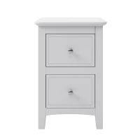 Solid Wood Nightstand with 2 Drawers, Pine Wood and MDF, Smooth Metal Rails,14.2″ x 12.2″ W x 22.2", White(m-6)