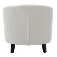PU Leather Tufted Barrel Chair, Chesterfield-Inspired Design, Rubber Wood Legs,28.3" x 24.0" x 27.5", White(m-7)