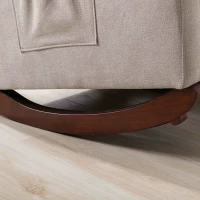 Baby Room High Back Rocking Chair, Comfortable Nursery Rocker with Padded Seat, Modern Armchair with Cotton Fabric and Rubber Wood Legs, 26.0" x 40.0" x 37.0", Tan(m-7)