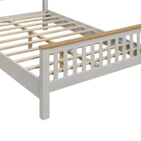 Vinsetto Country Style Solid Queen Size Platform Bed with Oak Top, No Box Spring Needed, , 500 lbs Weight Capacity, Gray(m-6)