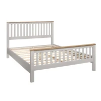 Vinsetto Country Style Solid Queen Size Platform Bed with Oak Top, No Box Spring Needed, , 500 lbs Weight Capacity, Gray(m-2)