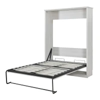 Vinsetto Full Size Murphy Wall Bed Cabinet, Space-Saving Bed with Dual Piston System, Sturdy Metal Frame, and Adjustable Mattress Support, 59.4" x 17.5" x 81.5", Rustic White(m-7)