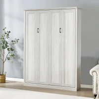 Vinsetto Full Size Murphy Wall Bed Cabinet, Space-Saving Bed with Dual Piston System, Sturdy Metal Frame, and Adjustable Mattress Support, 59.4" x 17.5" x 81.5", Rustic White(m-5)