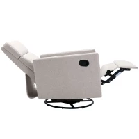 Modern Upholstered Rocker Nursery Chair, Plush Seating Glider Swivel Recliner with Adjustable Recline and 360° Swivel Base, 33" x 25.5" x 37.5", Tan(m-14)