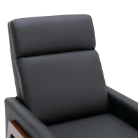 Wood-Framed PU Leather Recliner Chair, Adjustable Home Theater Seating with Thick Cushion and Backrest, Modern Living Room Recliner, 33.8" x 29.1" x 40.1", Black PU(m-6)