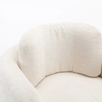 Mid Century Modern barrel accent chair, Ergonomic Armrest, Comfortable Backrest, Soft Seat, Durable Woven Velvet Fabric, 33.1"L x 29.9"W x 32.3"H, 330 lbs Capacity, Ivory(m-10)