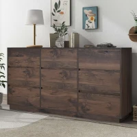 Vinsetto Mid-Century Modern 9-Drawer Dresser, Dark Walnut Finish, Scratch Resistant, Smooth Metal Runners, Dark Brown(m-1)