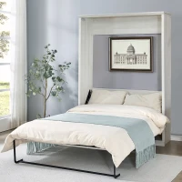 Vinsetto Full Size Murphy Wall Bed Cabinet, Space-Saving Bed with Dual Piston System, Sturdy Metal Frame, and Adjustable Mattress Support, 59.4" x 17.5" x 81.5", Rustic White(m-4)