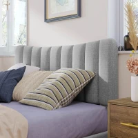 Vinsetto Upholstered Platform Bed Frame with Vertical Channel Tufted Headboard, No Box Spring Needed, Full Size, Durable MDF and Solid Wood Frame, 79.5"x58.7"x45.7", Gray(m-5)