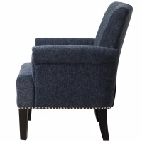 Accent Rivet Tufted Armchair, 100% Polyester Fabric, Foam Fill, Rubber Wood Legs, Navy(m-8)