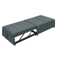 4-in-1 Sofa Bed Chair, Multi-Function Folding Ottoman Bed with Storage Pocket and USB Port, 5-Level Adjustable Backrest, 72.5" x 26.75" x 18.0", Dark Blue(m-10)