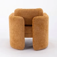 Mid Century Modern barrel accent chair, Ergonomic Armrest, Comfortable Backrest, Soft Seat, Durable Woven Velvet Fabric, 33.1"L x 29.9"Wx 32.3"H, Pumpkin Orange(m-9)