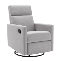 Modern Upholstered Rocker Nursery Chair, Plush Seating Glider Swivel Recliner with Adjustable Recline and Tall Backrest, 33.0" x 25.5" x 37.5", Gray