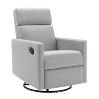 Modern Upholstered Rocker Nursery Chair, Plush Seating Glider Swivel Recliner with Adjustable Recline and Tall Backrest, 33.0" x 25.5" x 37.5", Gray(m-2)