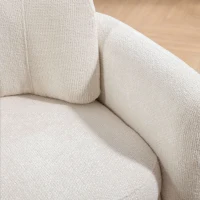 Mid Century Modern barrel accent chair, Ergonomic Armrest, Comfortable Backrest, Soft Seat, Durable Woven Velvet Fabric, 33.1"L x 29.9"W x 32.3"H, 330 lbs Capacity, Ivory(m-6)