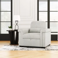 3-in-1 Convertible Sleeper Chair Sofa Bed with Adjustable Backrest and Pillow, Space-Saving Pull-Out Design, Wood and Steel Frame, Beige(m-4)
