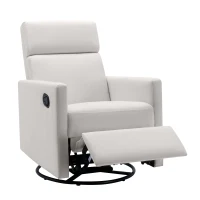 Modern Upholstered Rocker Nursery Chair, Plush Seating Glider Swivel Recliner with Adjustable Recline and Tall Backrest, 33.0" x 25.5" x 37.5", Beige(m-2)