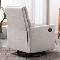 Modern Upholstered Rocker Nursery Chair, Plush Seating Glider Swivel Recliner with Adjustable Recline and 360° Swivel Base, 33" x 25.5" x 37.5", Tan(m-9)