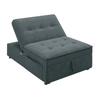 4-in-1 Sofa Bed Chair, Multi-Function Folding Ottoman Bed with Storage Pocket and USB Port, 5-Level Adjustable Backrest, 72.5" x 26.75" x 18.0", Dark Blue(m-9)