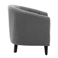 Linen Fabric Tufted Barrel Chair, Chesterfield-Inspired Tub Chair for Living Room and Bedroom, Rubber Wood Legs, Foam Fill, 28.30" x 24.00" x 27.50" , Grey(m-7)