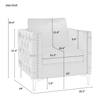 Modern Velvet Armchair, Tufted Button Accent Chair with Steel Legs, Ergonomic Design, 330 LBS Weight Capacity, Velvet Fabric, Navy(m-3)
