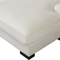 Modern Mid-Century Oversized chaise lounger, Velvet Upholstery, Solid Wood Legs, Removable Cushions, 59.8"L x 37.8"W x 31.75"H, Cream(m-9)