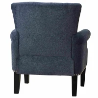 Accent Rivet Tufted Armchair, 100% Polyester Fabric, Foam Fill, Rubber Wood Legs, Navy(m-9)