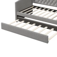 Twin Size Upholstered Daybed with Trundle, Button-Tufted Back, Nailhead Trim, Pine Wood Frame, 79.8"L x 41.0"W x 35.0"H, Gray(m-8)