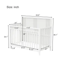 Certified Baby Safe Crib, Pine Solid Wood, Non-Toxic Finish, Adjustable Mattress Height, 53.8" x 27" x 45.1", White(m-3)