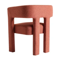 Contemporary Fabric Upholstered Accent Chair, Solid Wood Frame, Linen Upholstery, 330 lbs Weight Capacity, 24.8" x 20.9" x 30.1", Orange(m-11)