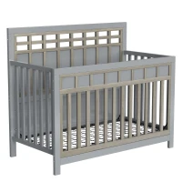 Certified Baby Safe Crib, Pine Solid Wood, Non-Toxic Finish, Adjustable Mattress Height, JPMA Certified, 53.8" L x 27" W x 45.1" H, Gray(m-2)