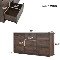 Vinsetto Mid-Century Modern 9-Drawer Dresser, Dark Walnut Finish, Scratch Resistant, Smooth Metal Runners, Dark Brown(m-3)
