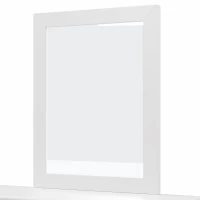Traditional Wood Dresser Mirror, Weathered Design, Rectangle Shape, Mounts to Dresser, 34.8" x 27.2" , White(m-9)
