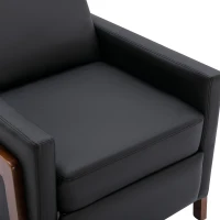 Wood-Framed PU Leather Recliner Chair, Adjustable Home Theater Seating with Thick Cushion and Backrest, Modern Living Room Recliner, 33.8" x 29.1" x 40.1", Black PU(m-7)