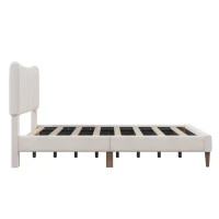 Vinsetto Upholstered Platform Bed Frame with Vertical Channel Tufted Headboard, No Box Spring Needed, Full Size, Durable MDF and Solid Wood Frame, 700 lbs Weight Capacity, Cream(m-9)