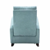 Baby Room High Back Rocking Chair, Comfortable Nursery Rocker with Padded Seat, Modern Armchair with Cotton Fabric and Rubber Wood Legs, 26.0" x 40.0" x 37.0", Mint Green(m-9)