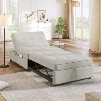 4-in-1 Sofa Bed Chair, Multi-Function Folding Ottoman Bed with Storage Pocket and USB Port, 5-Level Adjustable Backrest, 72.5"x26.75"x18.0", White(m-1)