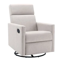 Modern Upholstered Rocker Nursery Chair, Plush Seating Glider Swivel Recliner with Adjustable Recline and 360° Swivel Base, 33" x 25.5" x 37.5", Tan(m-2)