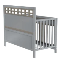 Certified Baby Safe Crib, Pine Solid Wood, Non-Toxic Finish, Adjustable Mattress Height, JPMA Certified, 53.8" L x 27" W x 45.1" H, Gray(m-8)